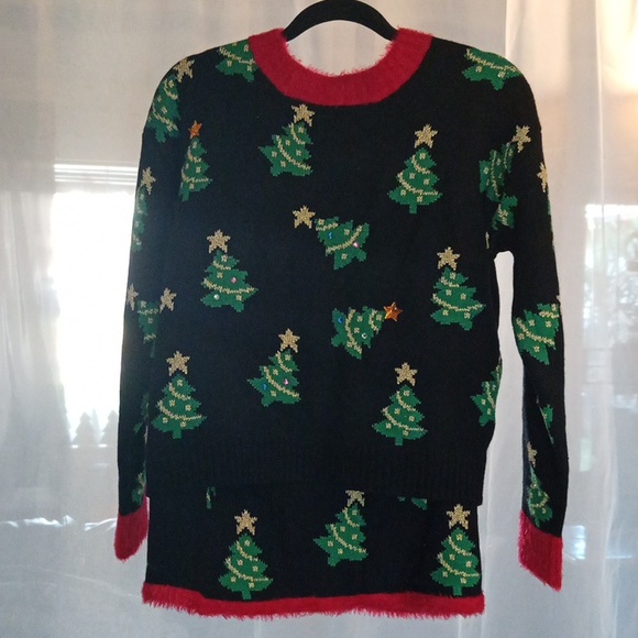 Christmas tree two-piece skirt sweater set - Picture 2 of 13